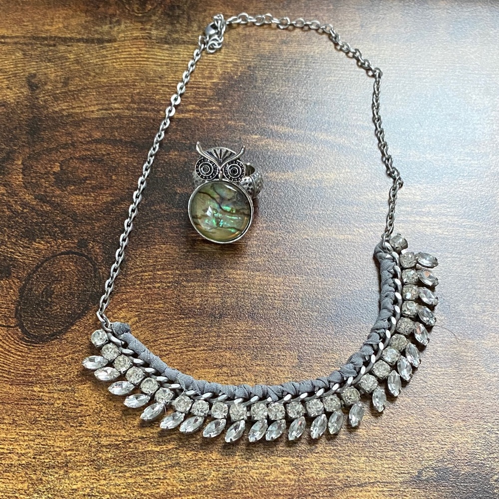 Silver necklace and ring bundle